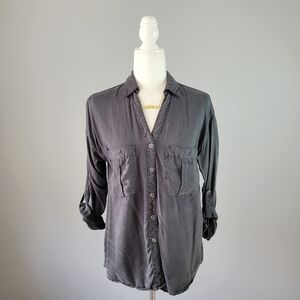 ZARA // tencel lyocell flowy snap button shirt